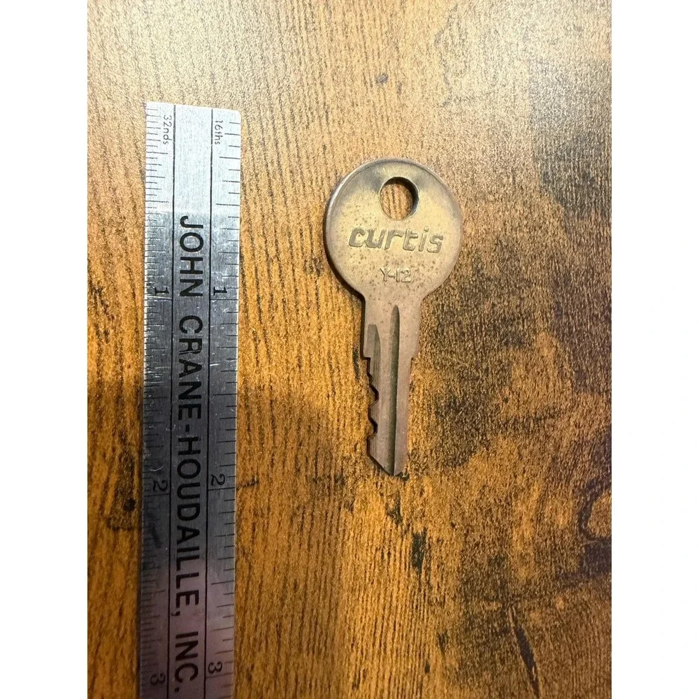 Vintage Curtis Y-12 Key Collectible Hardware Locksmith Tool Brass Patina 2 Inch